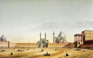 Kuninkaallinen palatsi ja Mesdjid-i-Shah, Isfahan, levyt 6-7 teoksesta "Modern Monuments of Persia", kaivertanut A. Levie, 1856